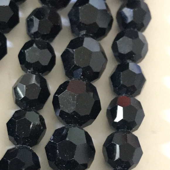 Black bead choker necklace multi strand - Picture 4 of 6